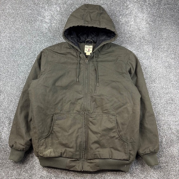 ReadHead Workwear Canvas Jacket Mens Large‎ Green Full Zip Fleece Lined Hooded - Picture 1 of 8